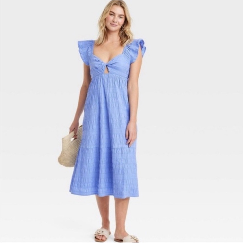 Women’s Flutter Sleeve A Line Midi Dress